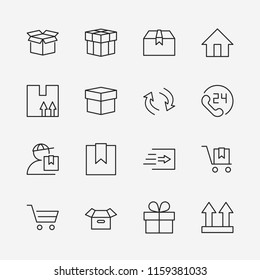 Set of shipping vector line icon. It contains symbols to box, home and more. Editable move. 32x32 pixels.