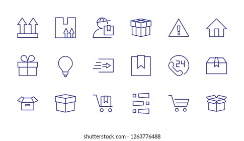 Set of shipping vector line icon. It contains symbols to box, home and more. Editable move. 32x32 pixels.