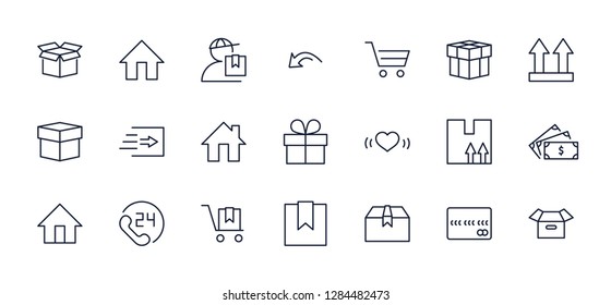 Set of shipping vector line icon. It contains symbols to box, ho