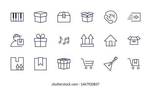 Set of Shipping vector line icon. It contains symbols to box, home and more. Editable Stroke. 32x32 pixels.
