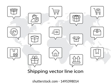 Set of Shipping vector line icon. It contains symbols to box, home and more. Editable Stroke. 32x32 pixels.