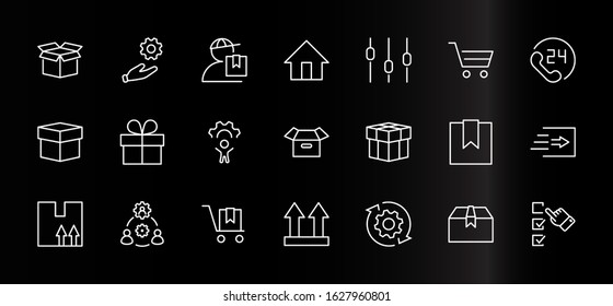 Set of Shipping vector line icon. It contains symbols to box, home and more. Editable Stroke. 32x32 pixels.
