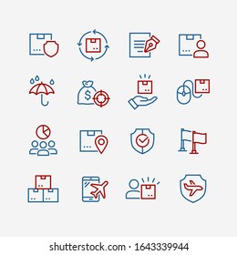 Set of Shipping vector line icon