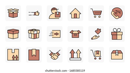 Set of Shipping vector line icon. It contains symbols to box, home and more. Editable Stroke. 32x32 pixels.