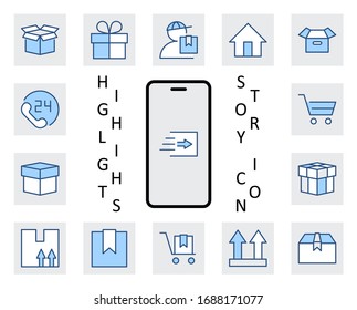 Set of Shipping vector line icon. It contains symbols to box, home and more. Editable Stroke. 32x32 pixels.
