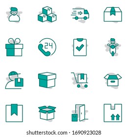 Set of Shipping vector line icon. It contains symbols to box, home and more. Editable Stroke. 32x32 pixels.
