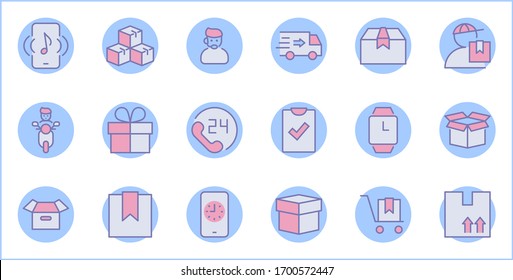 Set of Shipping vector line icon. It contains symbols to box, home and more. Editable Stroke. 32x32 pixels.