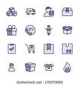 Set of Shipping vector line icon. It contains symbols to box, home and more. Editable Stroke. 32x32 pixels.