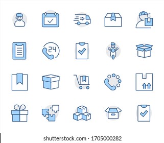 Set of Shipping vector line icon. It contains symbols to box, home and more. Editable Stroke. 32x32 pixels.