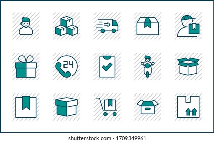 Icono de línea vectorial de envío. Contiene símbolos para box, home y más. Trazo editable. 32x32 píxeles.