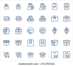Icono de línea vectorial de envío. Contiene símbolos para box, home y más. Trazo editable. 32x32 píxeles.