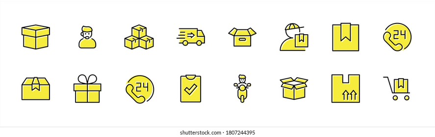 Set of Shipping vector line icon. It contains symbols to box, home and more. Editable Stroke. 32x32 pixels.