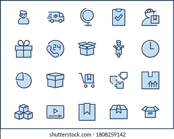 Set of Shipping vector line icon. It contains symbols to box, home and more. Editable Stroke. 32x32 pixels.