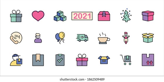 Set of Shipping vector line icon. It contains symbols to box, home and more. Editable Stroke. 32x32 pixels.