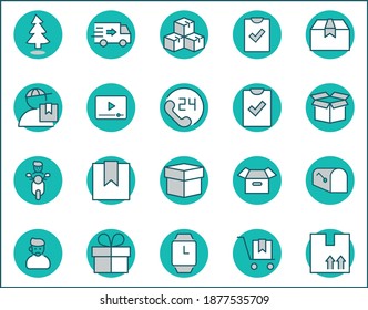 Set of Shipping Vektorsymbol. Es enthält Symbole zum Kästchen, zu Hause und mehr. Bearbeitbarer Stroke. 32 x 32 Pixel.