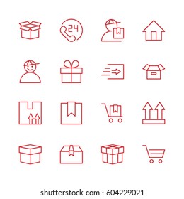Set of shipping vector line icon. It contains symbols to box, home and more. Editable move. 32x32 pixels.