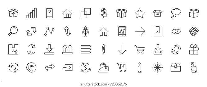 Set of shipping vector line icon. It contains symbols to box, home and more. Editable move. 32x32 pixels.