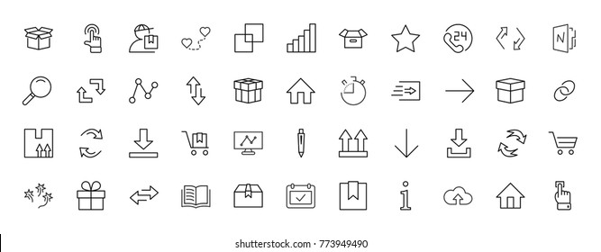Set of shipping vector line icon. It contains symbols to box, home and more. Editable move. 32x32 pixels.
