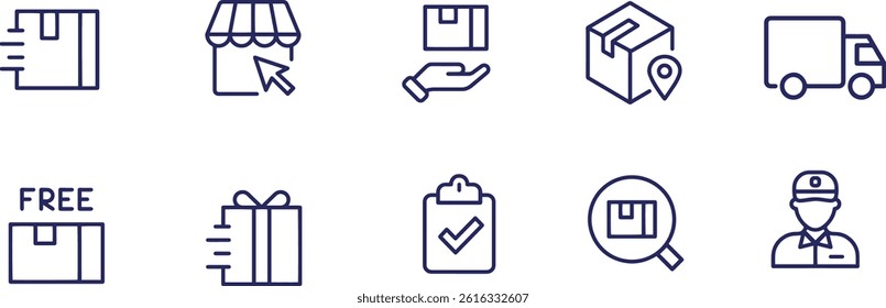 set  of shipping vector line icons