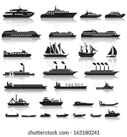 Set of ships and boats