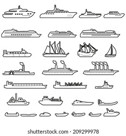 Set of ships and boats