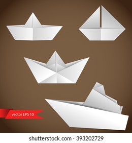 Set of ships carried out in the origami technique.