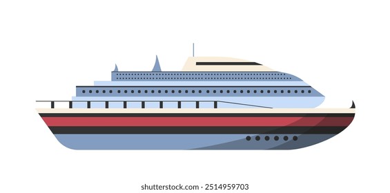 Conjunto de Elementos de barcos. Grande línea blanca. Viaje náutico y viaje. Crucero, vacaciones y vacaciones. Envío, transporte y logística. Ilustración vectorial plana aislada sobre fondo blanco