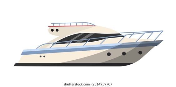 Conjunto de Elementos de barcos. Grande línea blanca. Viaje náutico y viaje. Crucero, vacaciones y vacaciones. Transporte marítimo, marítimo o fluvial. Ilustración vectorial plana aislada sobre fondo blanco