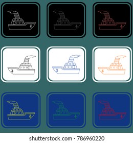 Set of the ships icons. Boat contours