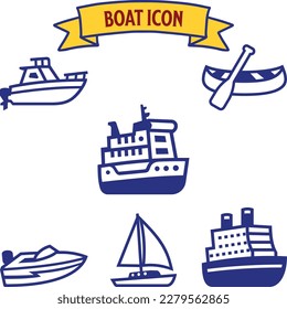 Set of Ships icons, boats silhouette symbol. contain such as icon shipping, cruise, cargo, logistics, military ship and more. editable. vector