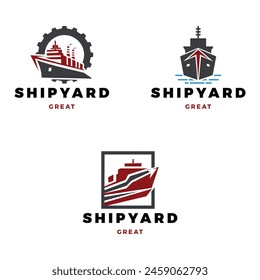 Set of Shipyard Icon Logo Design Template