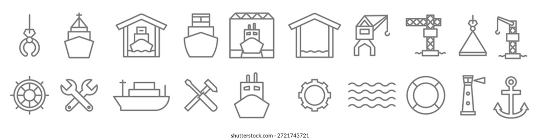 conjunto de Ilustración vectorial del Astillero