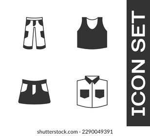 Set Shirt, Pants, Skirt and Undershirt icon. Vector