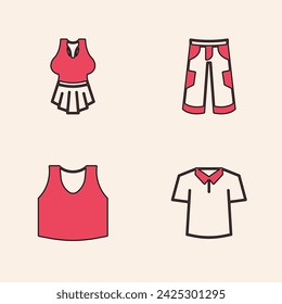 Set Shirt, Undershirt, Pants and  icon. Vector