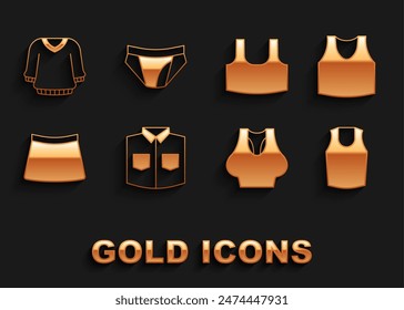 Set Shirt, Undershirt, Skirt, Sweater and Men underpants icon. Vector