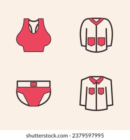 Set Shirt, Undershirt, Sweater and Men underpants icon. Vector