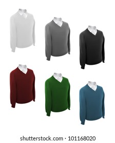 Set of shirts and blank sweaters.
