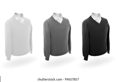 Set of shirts and blank sweaters.