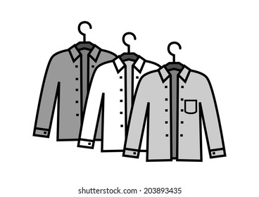 Set of shirts on white background