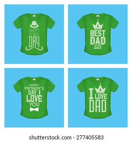 Set of shirts with text for father's day. Vector illustration