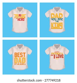 Set of shirts with text for father's day. Vector illustration