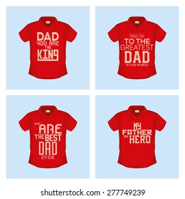 Set of shirts with text for father's day. Vector illustration