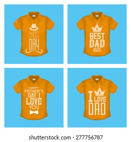 Set of shirts with text for father's day. Vector illustration