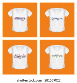 Set of shirts with text on orange backgrounds. Grandparent's day. Vector illustration
