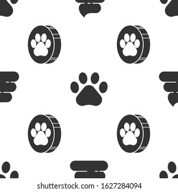 Set Shit, Paw print and Paw print on seamless pattern. Vector