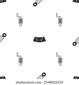 Set Shock absorber, Broken windshield and Car muffler on seamless pattern. Vector