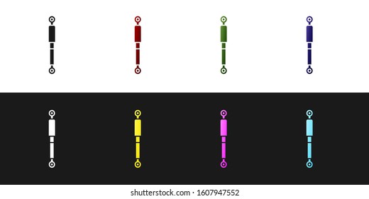Set Shock absorber icon isolated on black and white background.  Vector Illustration