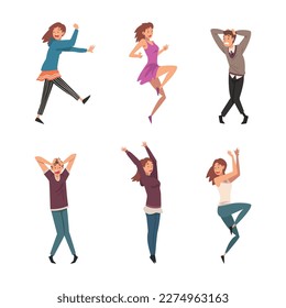 Set of shocked scared people. Stressed terrified emotional men and women cartoon vector illustration