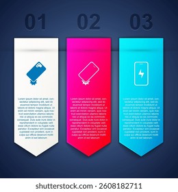 Set Shockproof phone,  and Mobile charging battery. Business infographic template. Vector