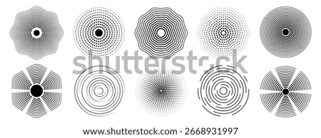Set of shockwave, radar icon. Circle connection, sonar sound waves icons